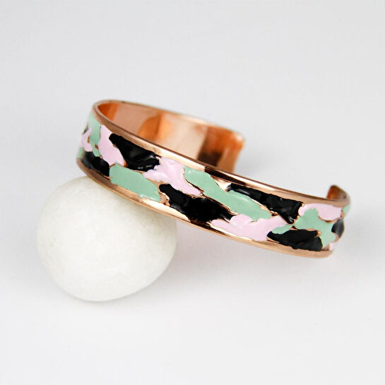 Coho Objet Coho Mine El İşleme Ground Renkli Bakır Bileklik