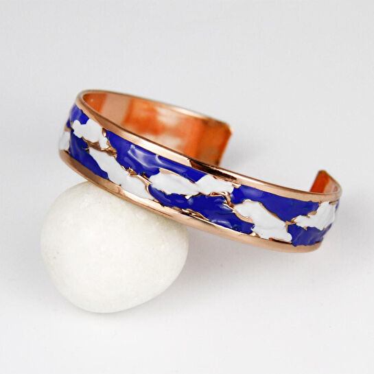 Coho Objet Coho Mine El İşleme Ocean Renkli Bakır Bileklik