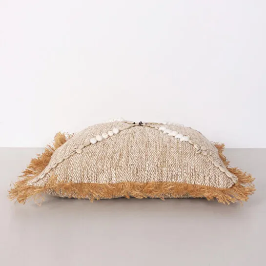 Mylamp Boho Deniz Kabuklu Doğal Keten Kırlent Kılıfı