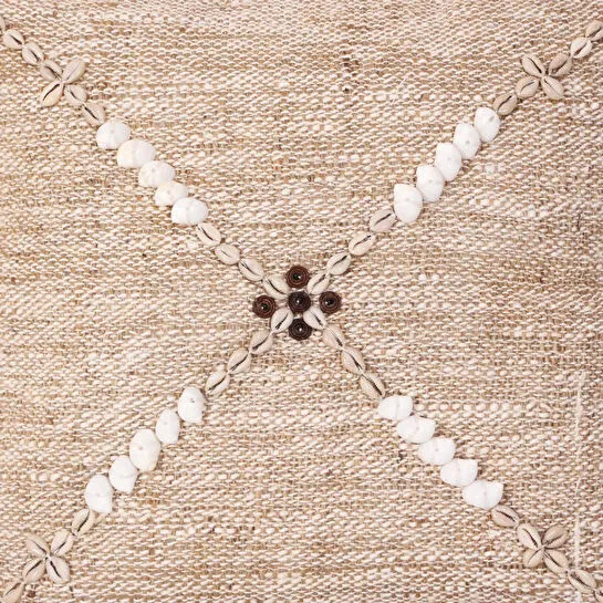 Mylamp Boho Deniz Kabuklu Doğal Keten Kırlent Kılıfı