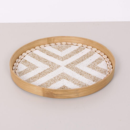 Mylamp Anadolu Boncuklu Bambu Duvar Dekoru &tepsi 34 Cm Tr005-35