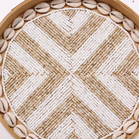 Mylamp Anadolu Boncuklu Bambu Duvar Dekoru &tepsi 25 Cm Tr005-25