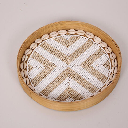 Mylamp Anadolu Boncuklu Bambu Duvar Dekoru &tepsi 25 Cm Tr005-25