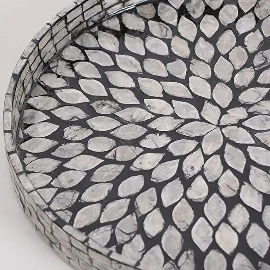 Mylamp Pure Sedef 35 X4cm. Black Sedefli Mozaik Tepsi