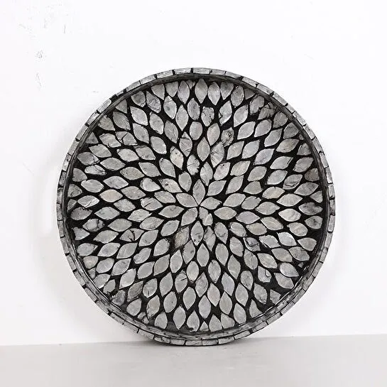 Mylamp Pure Sedef 35 X4cm. Black Sedefli Mozaik Tepsi