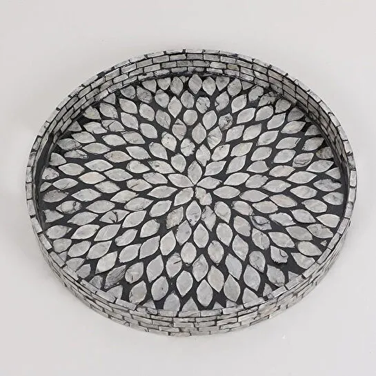 Mylamp Pure Sedef 35 X4cm. Black Sedefli Mozaik Tepsi