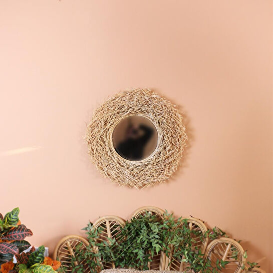 Mylamp Halo Doğal Rattan Ayna 61 Cm