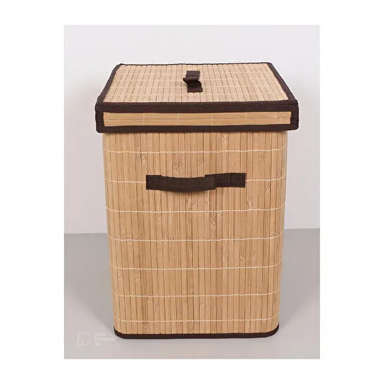 Mylamp Doğal Bambu Kirli Çamaşır Sepeti 32x32x45 Cm.