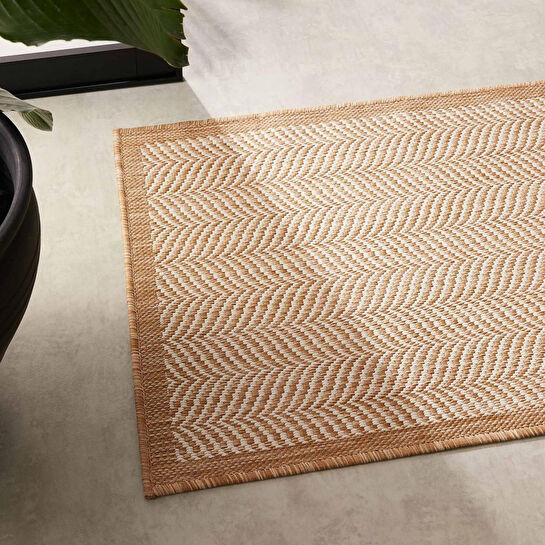 Ocean Home Textile Leke Tutmaz İç Dış Mekan Bej Renk Balıksırtı Paspas 60 X 90 Cm