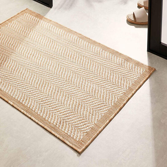 Ocean Home Textile Leke Tutmaz İç Dış Mekan Bej Renk Balıksırtı Paspas 60 X 90 Cm