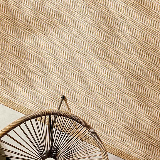 Ocean Home Textile Leke Tutmaz İç Dış Mekan Bej Renk Balıksırtı Halı Kilim 120 X 180 Cm