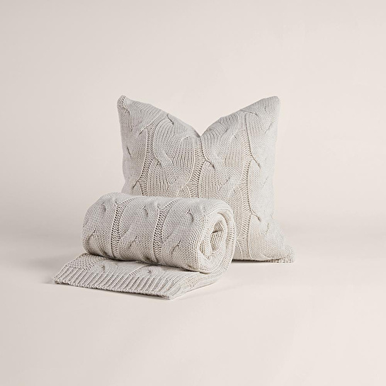 Penelope Triko Kırlent Kılıfı Krem 45x45 Cm - Cabella Serisi