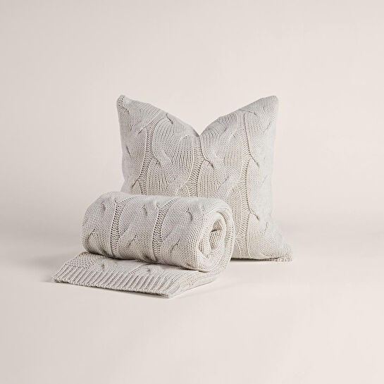 Penelope Triko Tv Battaniyesi Throw Krem Koltuk Şalı 90x200 Cm - Cabella Serisi