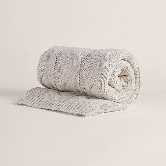 Penelope Triko Tv Battaniyesi Throw Krem Koltuk Şalı 90x200 Cm - Cabella Serisi