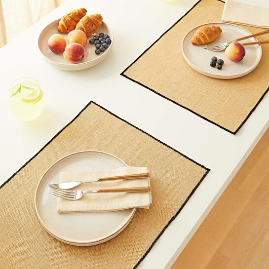 Home Wave 6'lı Siyah Dikiş Detaylı Jüt Amerikan Servis 45 X 35 Cm