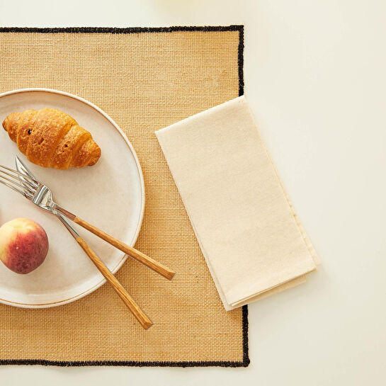 Home Wave 6'lı Siyah Dikiş Detaylı Jüt Amerikan Servis 45 X 35 Cm