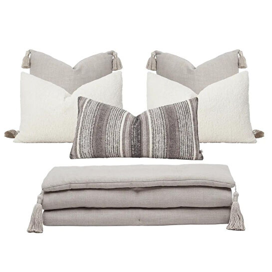 Penelope Aven Kırlent Kılıfı 35x70 Cm Bej-gri