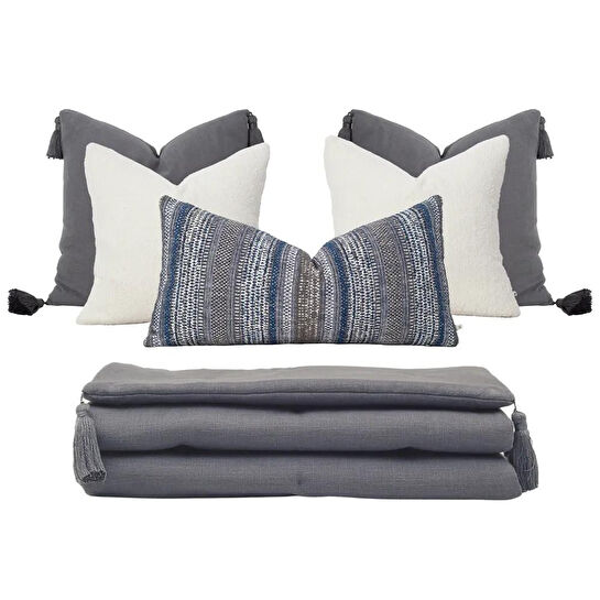 Penelope Aven Kırlent Kılıfı 35x70 Cm Lacivert- Gri
