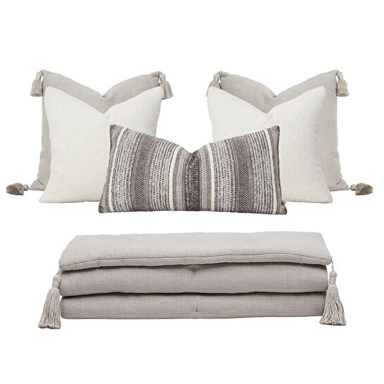 Penelope Nora Püsküllü Yatak Üzeri Runner 70x220 Cm Naturel