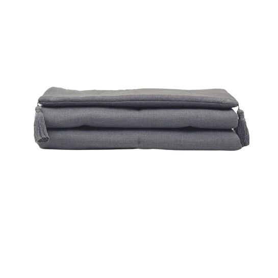 Penelope Nora Püsküllü Yatak Üzeri Runner 70x220 Cm Koyu Gri