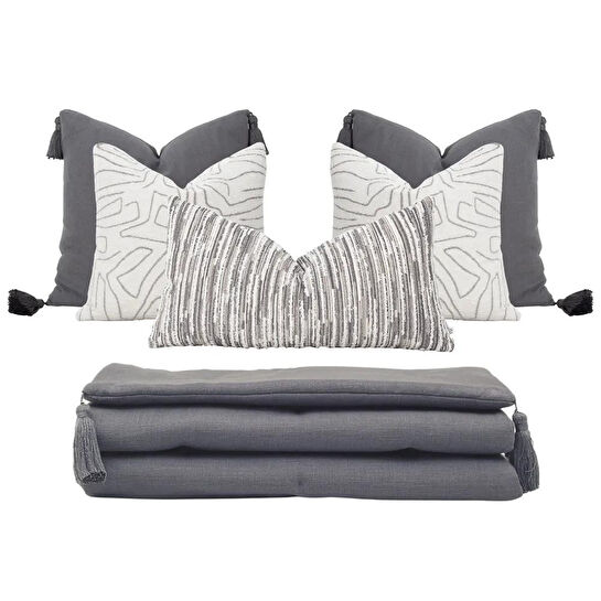 Penelope Liora Kırlent Kılıfı 30x50 Cm Ekru-gri