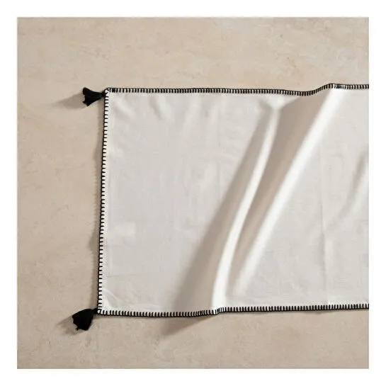 Mudo Home Oradea Püsküllü Runner Si̇yah 45x145