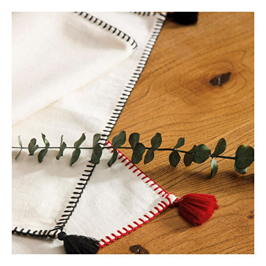 Mudo Home Oradea Püsküllü Runner Si̇yah 45x145