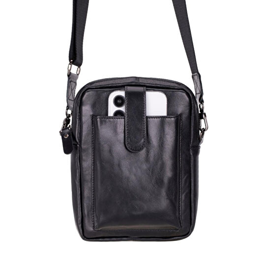 Bloominbag Bloombag Obsidian Black Hakiki Deri Crossbody Çanta