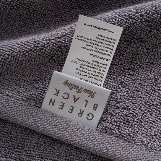 Green Black Lara Banyo Havlusu %100 Pamuk Bordürlü Koyu Gri 80x150 Cm