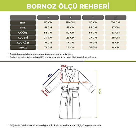 Green Black Afra Elite Serisi Kadın Pike Bornoz Gri