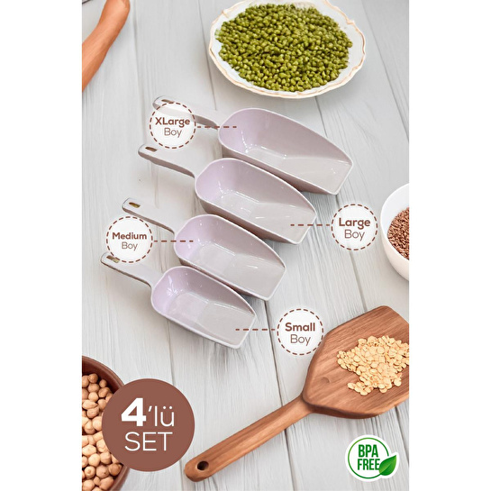 Vienev 4'lü Set Plastik Erzak Kürek Seti Pembe