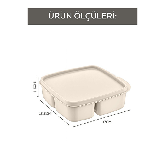 Vienev 3'lü Set Bölmeli Kare Saklama Kabı Bej