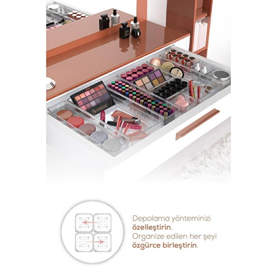 Vienev Çekmece İçi Kaşıklık - Dolap İçi Çatal-kaşık Bıçak Düzenleyici Organizer 11li Set Beyaz