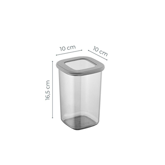 Vienev Etiketli Kare Erzak Saklama Kabı 6'lı Set Orta Boy 1,2 Litre Antrasit