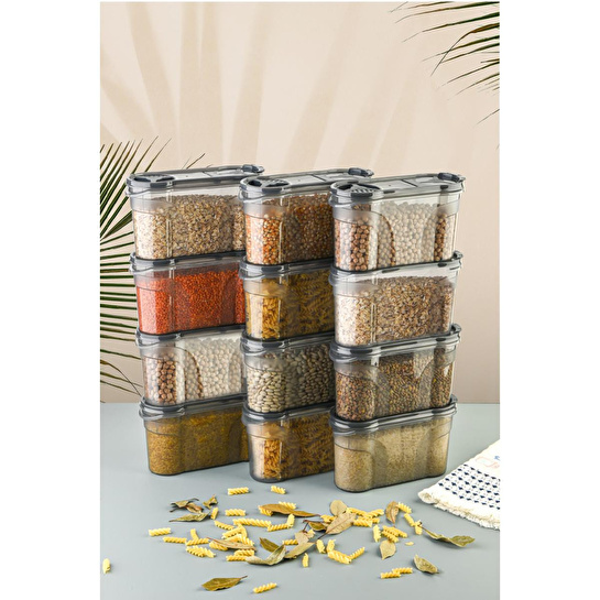Vienev Etiketli 12li Baharat Kabı Set 1400 Ml Antrasit