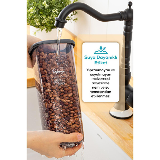 Vienev 42'li Etiketli Lux Hava Geçirmez Erzak Ve Baharat Saklama Kabı Seti Kaşıklı Antrasit