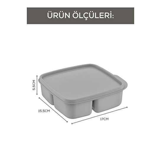 Vienev 3'lü Set Bölmeli Kare Saklama Kabı Açık Gri