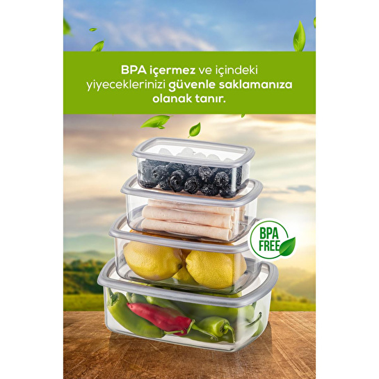 Vienev 8'li Hava Geçirmez Saklama Kabı Seti Antrasit 2x(250-500-750-1200 Ml)