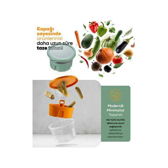 Vienev 3 Adet Mini Zeytin Turşu Peynir Saklama Kabı Kahvaltılık Sunum Kasesi Renkli