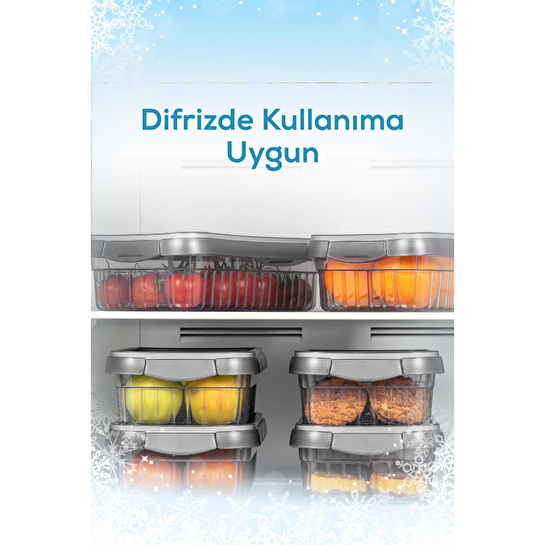 Vienev 6lı Kendinden Çizgili Kilitli Kapaklı Saklama Kabı Seti 4 L