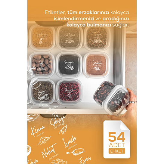 Vienev 12'li Etiketli Hava Geçirmez Erzak Ve Baharat Saklama Kabı Seti 0,25 Lt Beyaz