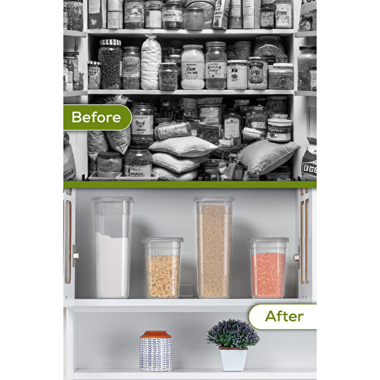 Vienev 12'li Etiketli Hava Geçirmez Erzak Ve Baharat Saklama Kabı Seti 0,25 Lt Beyaz