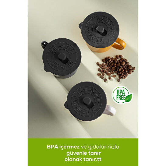Vienev 3 Adet Silikon Isı Koruyucu Bardak Kapağı Antrasit
