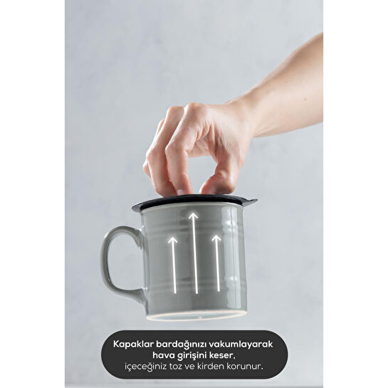 Vienev 3 Adet Silikon Isı Koruyucu Bardak Kapağı Antrasit