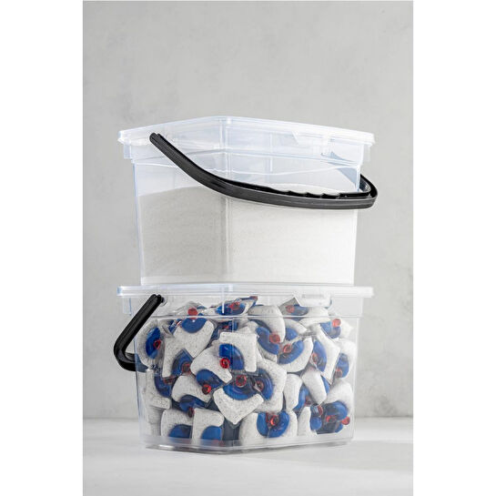 Vienev 2li 4 Litre Toz Tablet Deterjan Saklama Kabı - Deterjan Kutusu, Toz Tablet Deterjan Kabı Beyaz