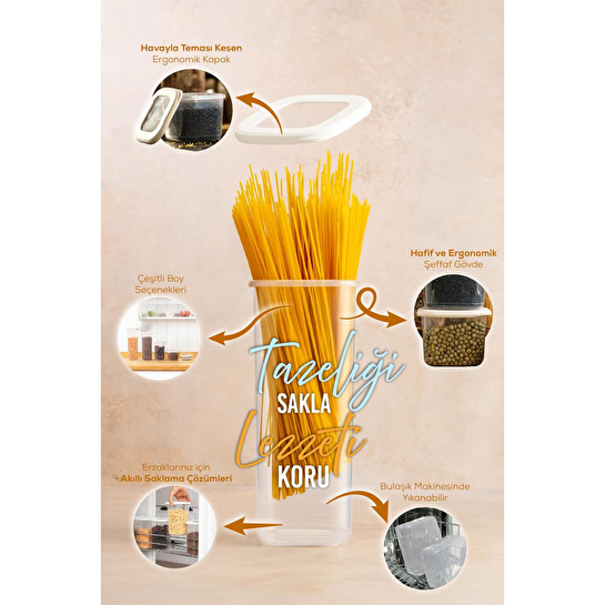 Vienev 12'li Etiketli Lux Hava Geçirmez Erzak Ve Baharat Saklama Kabı Seti 0,25 Lt Beyaz