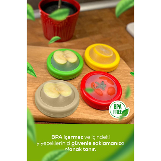 Vienev 3'lü Buzdolabı Için Yarım Meyve Ve Sebze Koruma Kabı - Limon, Soğan, Domates Saklama Kutusu Yeşil