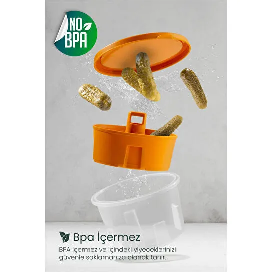 Vienev Sunumluk Zeytin Turşu Peynir Çok Amaçlı Süzgeçli Saklama Kabı Mint