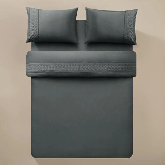 Penelope %100 Pamuk Percale Nevresim Seti 200x220 Cm Antrasit - Juana Serisi