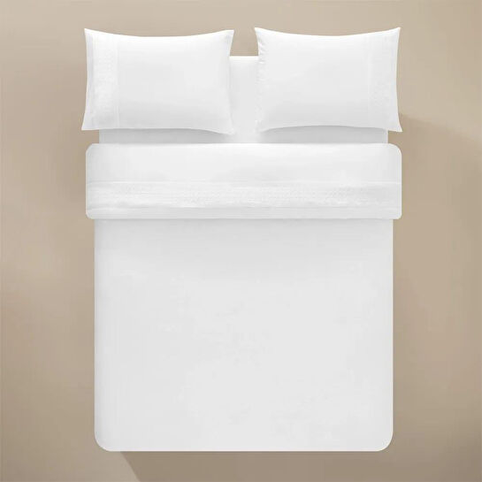 Penelope %100 Pamuk Percale Nevresim Seti 200x220 Cm Beyaz - Juana Serisi